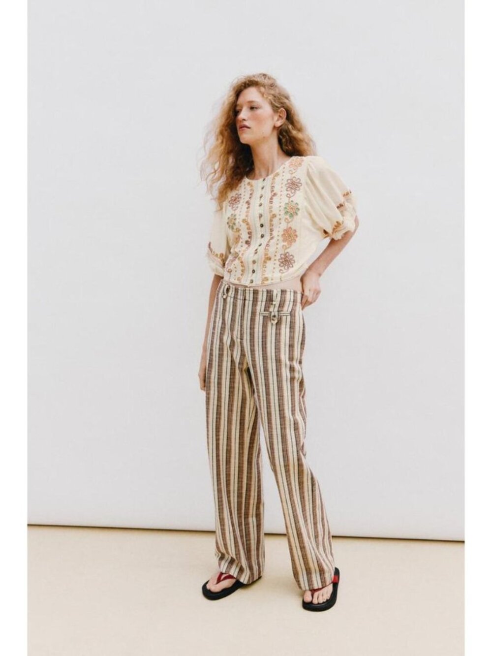 ZARA EMBROIDERED FRINGE BLOUSE - Picture 2 of 9